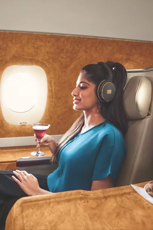 ที่นั่งชั้นธุรกิจ Business Class สายการบิน Emirates บนเครื่อง A380