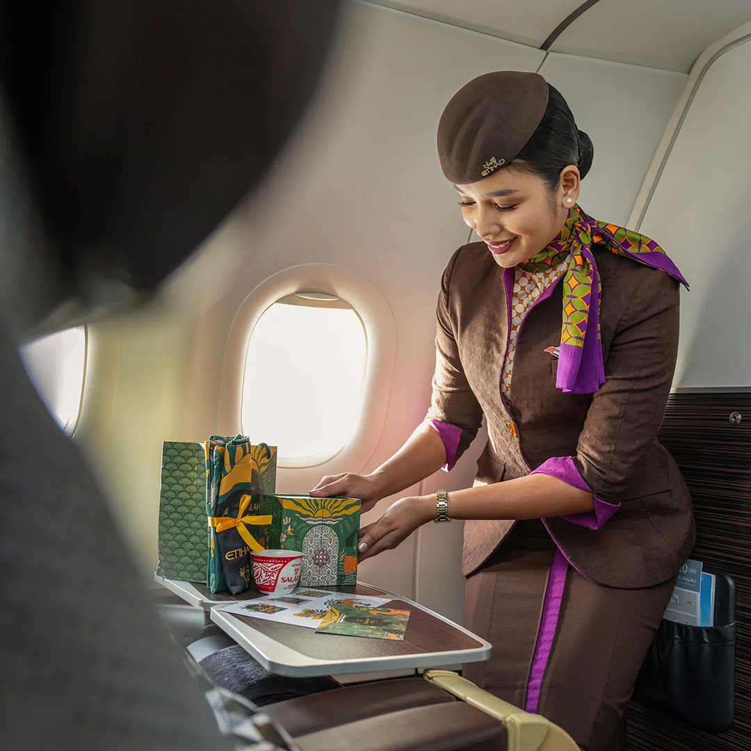 Fine Dining menu on Etihad Airways Business Class flight