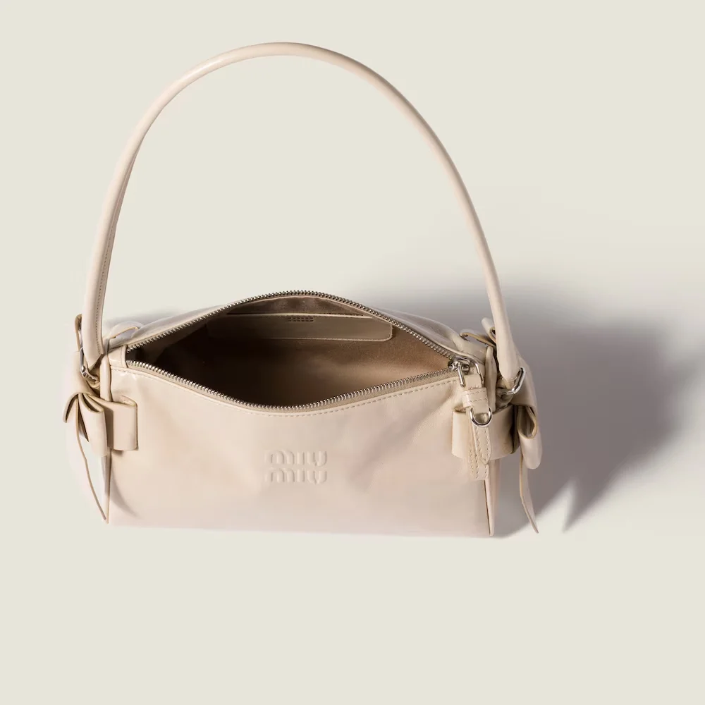 Miu Miu Shiny Leather Pouch and DiorTravel Nomad Pouch in classic luxury tones