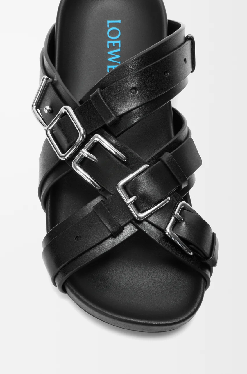 Styling quiet luxury designer sandals from Loewe with minimal casual outfits