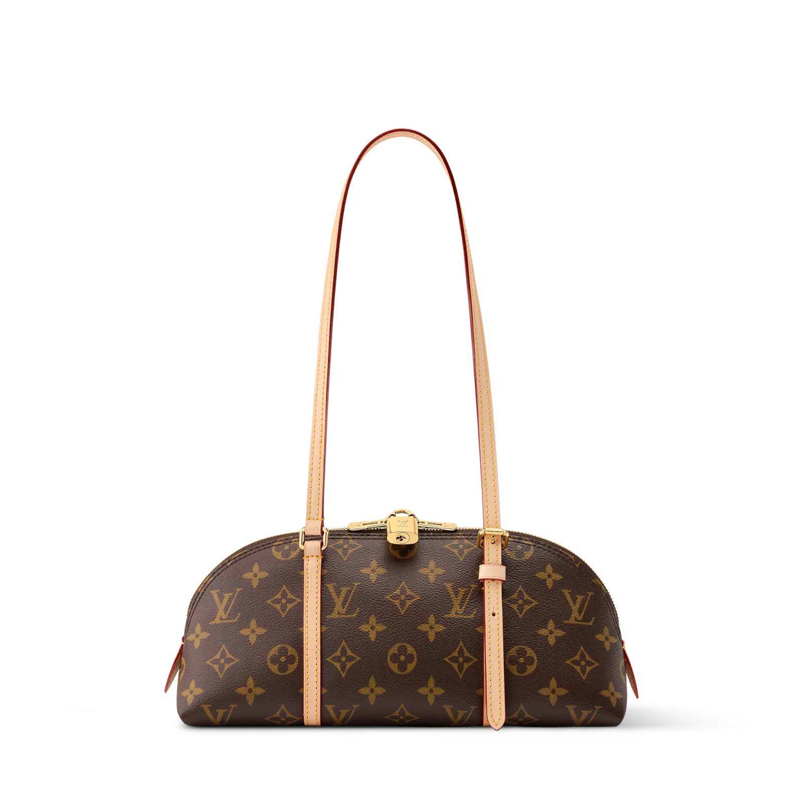 Iconic gold-tone padlock detail on Louis Vuitton Squire bag