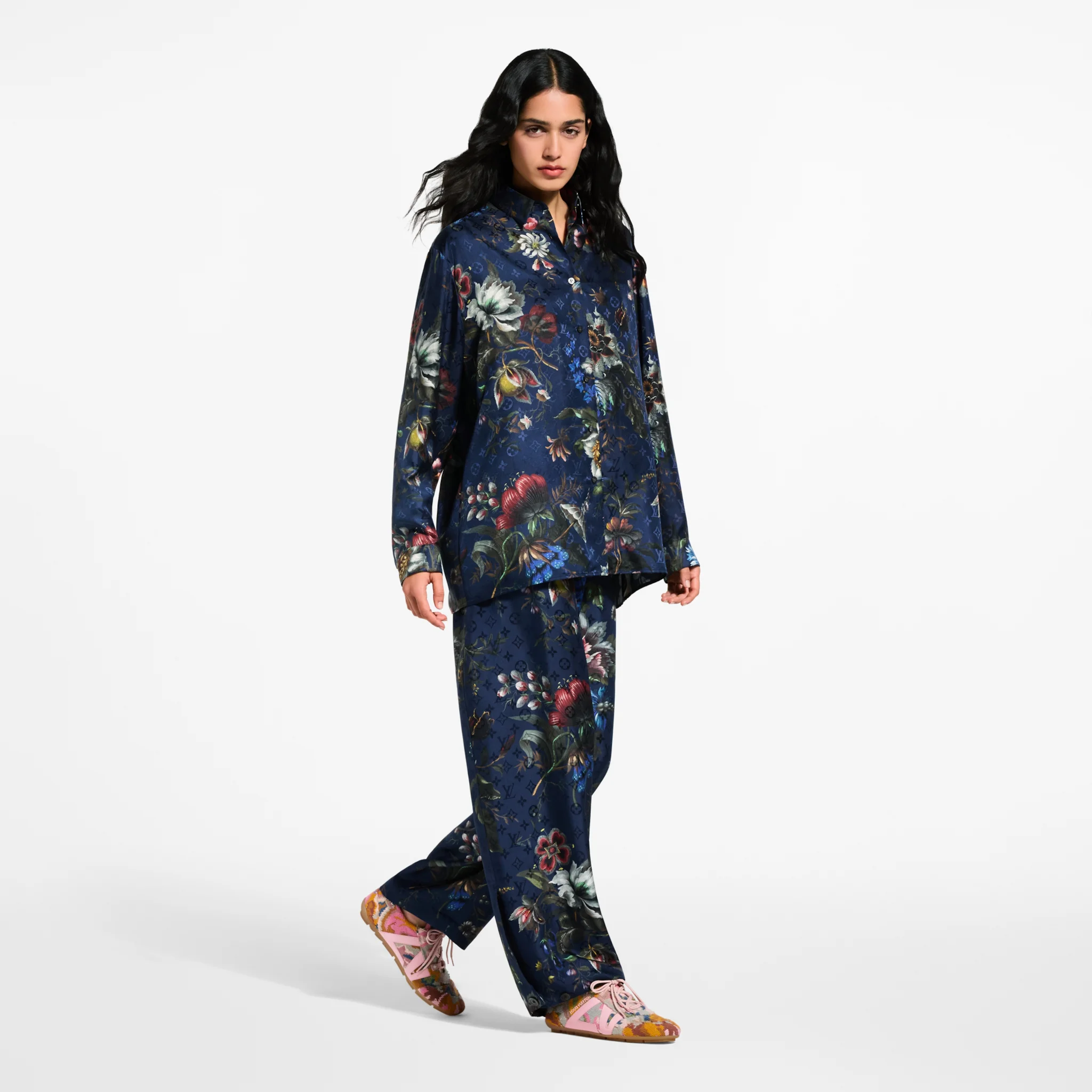 Louis Vuitton Dark Floral Print Silk Shirt