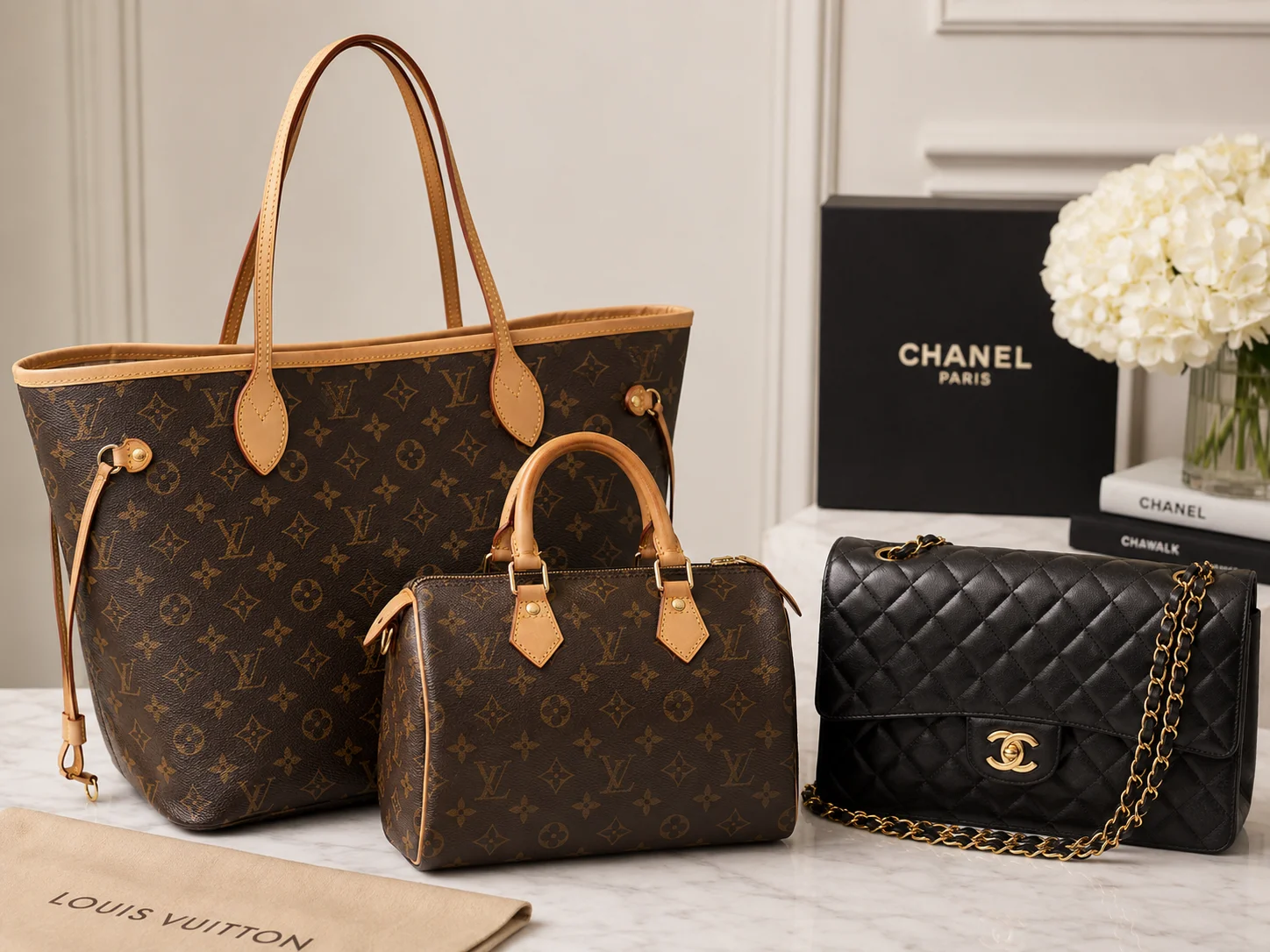 Statistical infographic showcasing the secondhand luxury bag market trends and consignment platform fees