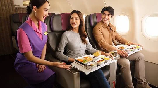 Premium inflight catering service on THAI Airways Business Class